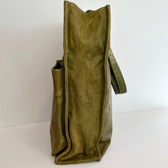 Vintage BCBG Maxazria Pocket Satchel with Logo Turn Lock Green Y2K Cool Slouchy - Picture 5 of 14